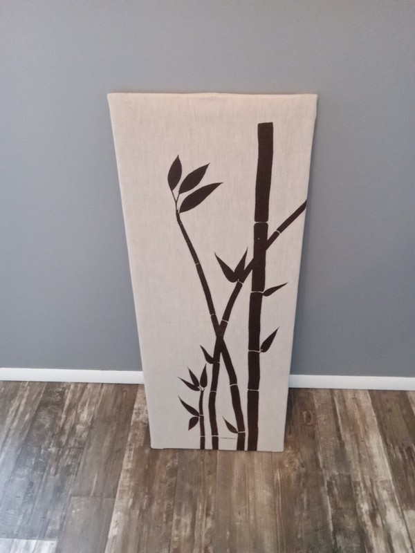 VTG Marushka ART print fabric Framed Screen Print Bamboo