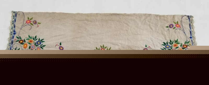 Vintage Traditional Handmade Floral Silk Embroidered Panel 51×17 inches