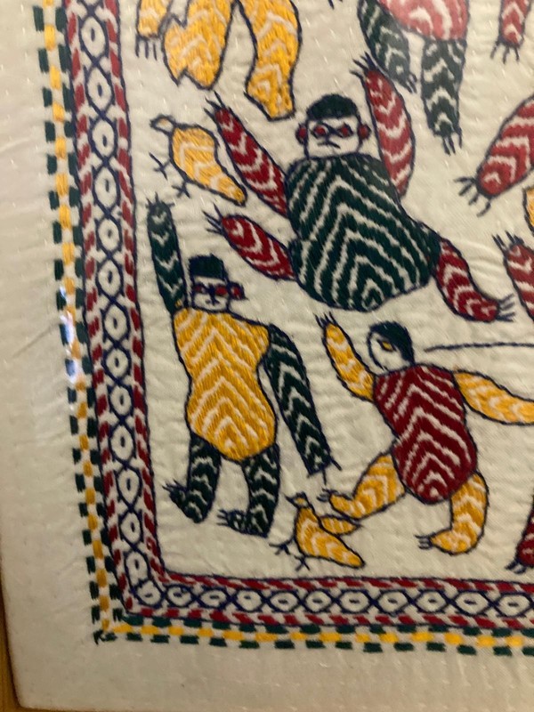 FRAMED KANTHA EMBROIDERY Aarong Dancing Men Ethnic India/ Bangladesh Tapestry gallery