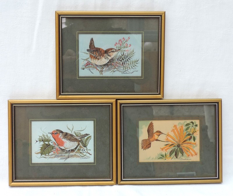 Cash’s of Coventry Woven Silk Pictures x 3 – Robin, Rufous Hummingbird and Wren