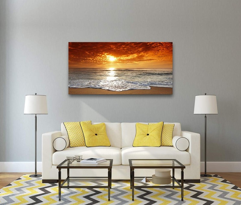 Muolunna S04650 Canvas Prints Wall Art Sunset Ocean Beach Pictures Photo Pain... gallery