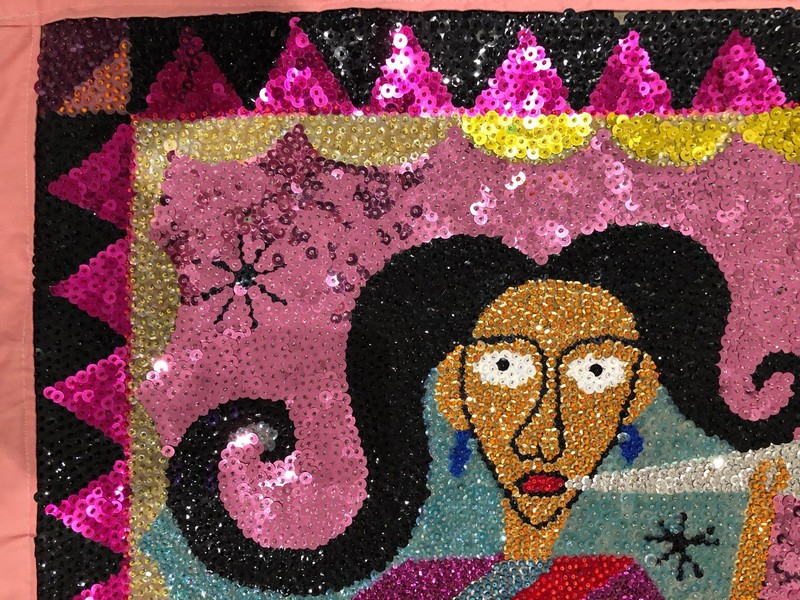 FABULOUS HAITIAN ART VODOU FLAG BY TALENTED FLAG ARTIST gallery