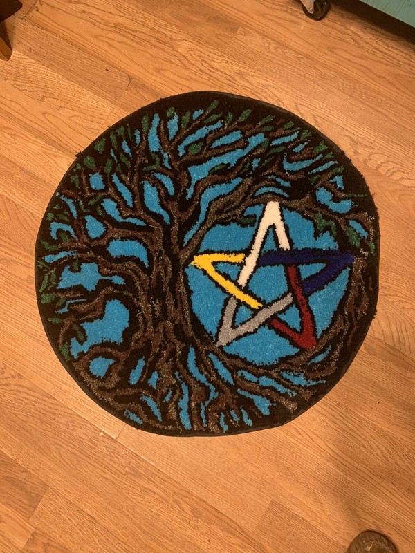 Tree of Life and Pentacle Hand Tufted Rug
