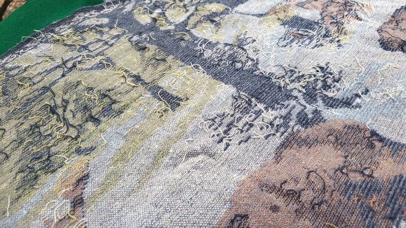 Vintage crushed velvet tapestry of forest winter scene with deer family. EARLY gallery