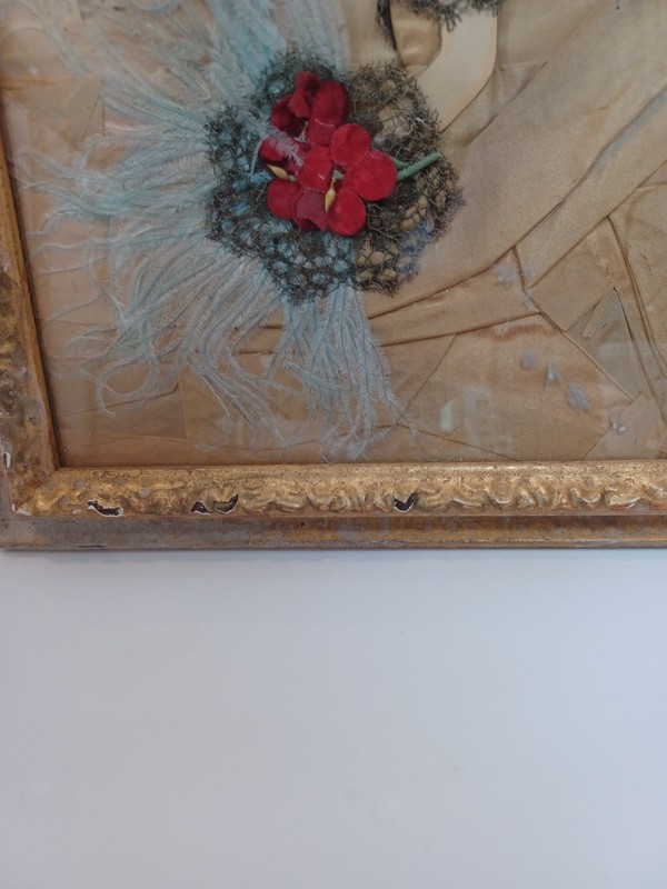 Art Deco Mixed‑Media Textile Art 1920s‑30s Style Lace Feather Ribbon Figure Art gallery
