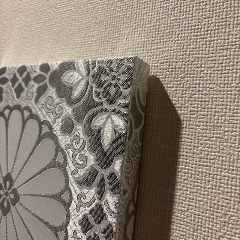 Kyoto Nishijinori Brocade white chrysanthemum art panels 20x20cm Japan New Rare gallery