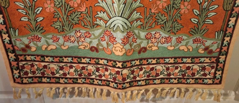 Hanging Wall Art Hand Emroidered Rug Wool on Cotton Hand Crafted in Kashmir Z14 gallery