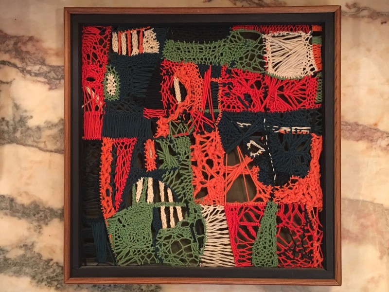 DOLORES GLOVNA ABSTRACT NEEDLEWORK WEAVING TEXTILE ART MIXED MEDIA ABSTRACT ’70