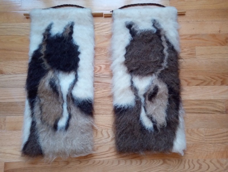 Vintage ~ Pair of Icelandic MCM Woven Shaggy Wool ~ Wall Hangings ~ Horse gallery