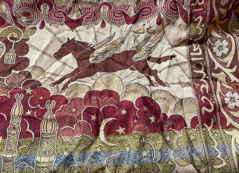 Vtg Taj Mahal Piano Scarf Shawl Floral Brocade Fringe Tablecloth Large WW II gallery