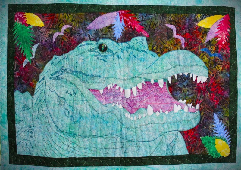 Fiber Art Wall Hanging Party Gator 42 x 31 gallery