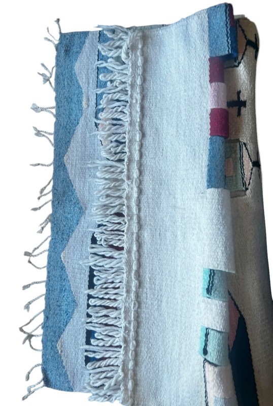 Handwoven Southwestern Style Wall Hanging Or Rug Cactus And Mission Cotton Wool gallery