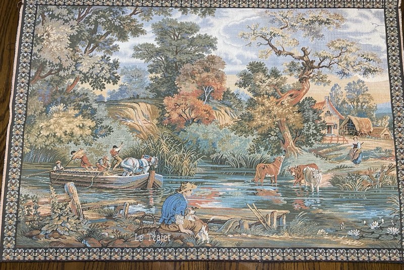 French Tapestry Le Trajet The Journey 27.5” X 40” No Frame Excellent Condition
