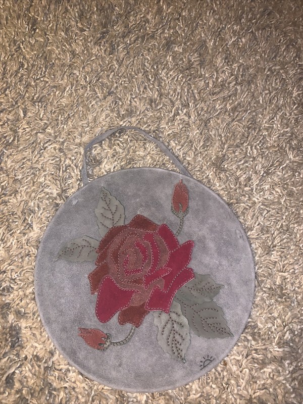 Red Rose Leather Art Work Wall Hanging Red Rose Hand Stitched