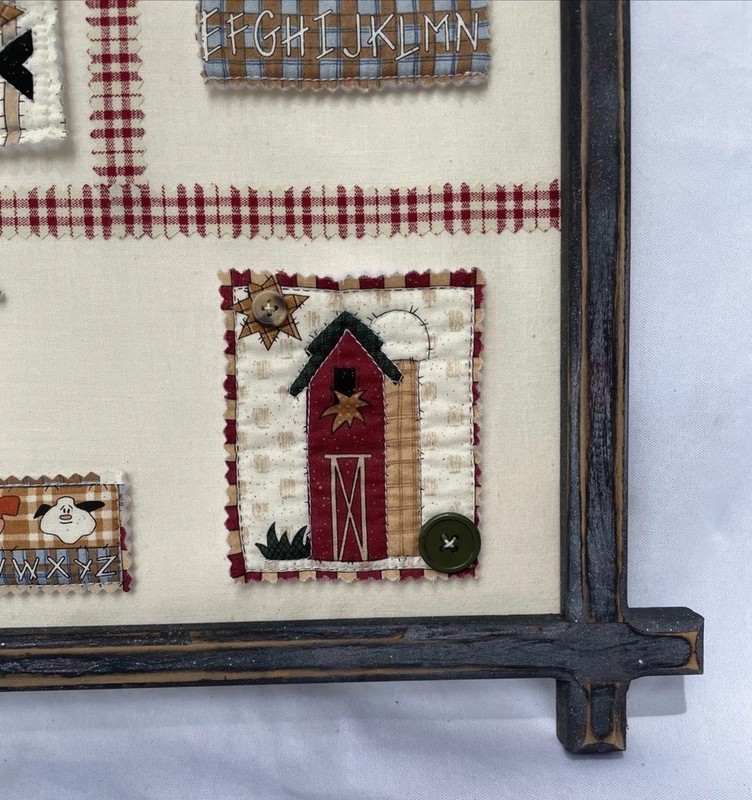 Handmade 3D Art Quilted Fabric Wood Framed Rooster Farm Animals 16.5”x16.5” gallery