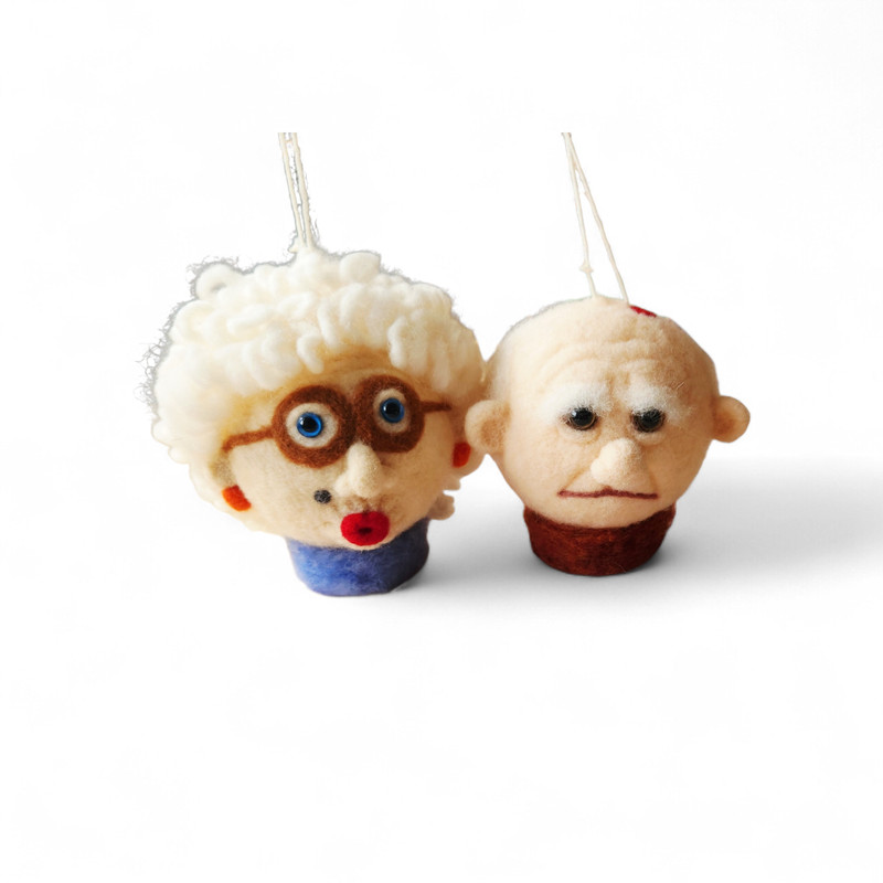 Happy Old Couple Ornament, Décor (Merino Wool Felt, 6×6”)
