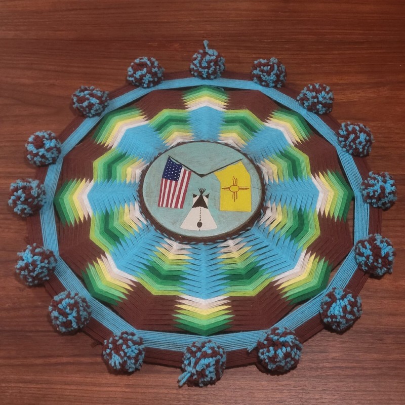 Vintage Ojo De Dios New Mexico American Flag Habdmade Yarn Mandala Painted Eye