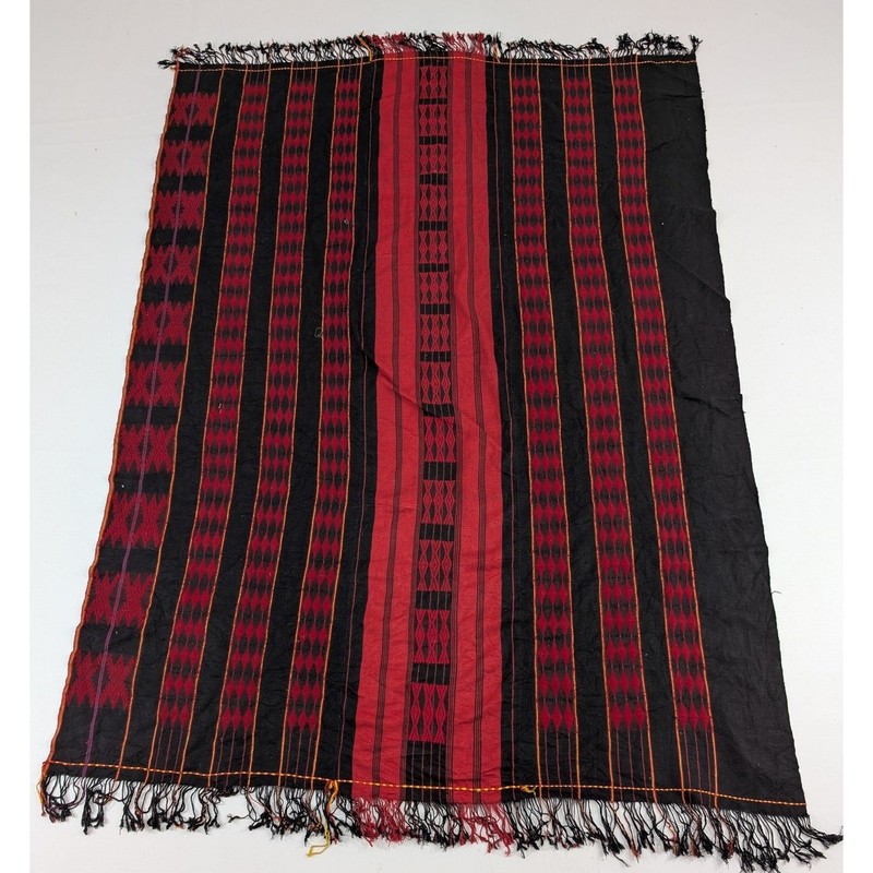 Vintage Naga Handwoven Tribal Vertical Stripes Textile 159x111cm