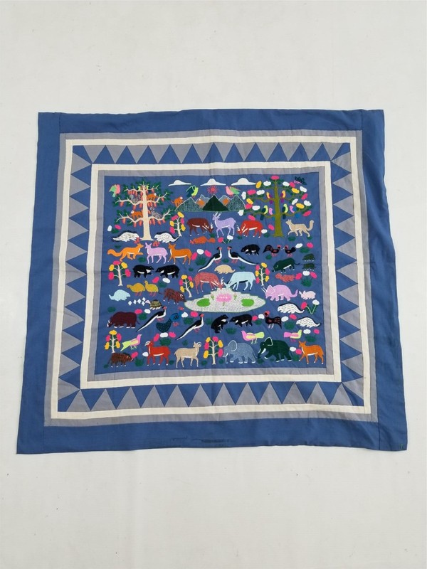 Vintage Traditional Hmong Embroidered Story Cloth 33×31 inches