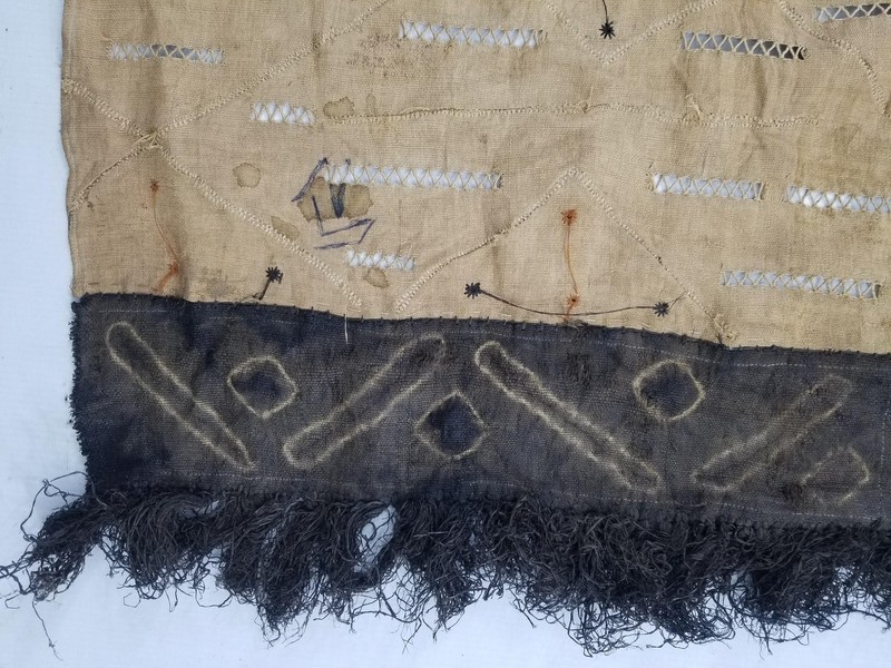 Vintage African Handwoven Kuba Cloth Raffia Textile Panel 116x49cm gallery