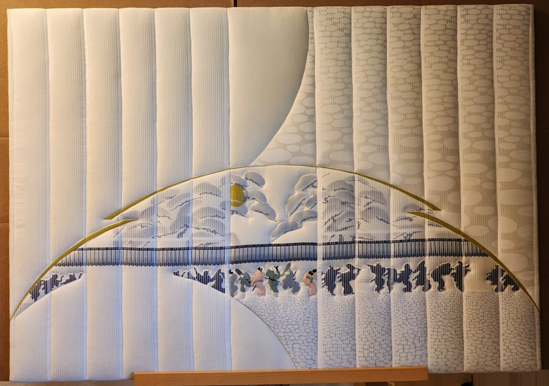 Vtg ODORI Quilted Asian Themed Silkscreen Wall Hanging 1977 Design For Finlandia