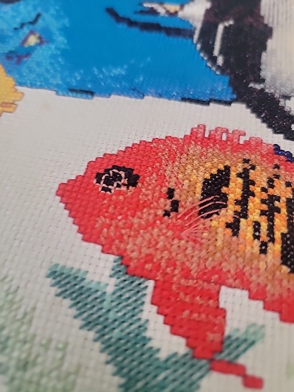 Embroidered Fish Print Vintage gallery