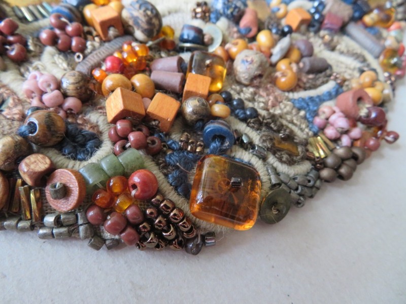 KIKI SMITH ELABORATE BEADED & EMBROIDERED BIG COWL NECKLACE -- PILCHUCK RESIDENT gallery