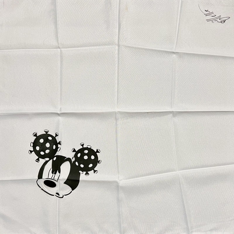 Jeff Gillette Original Stencil- Mickey Bandana II (black spray paint on bandana) gallery
