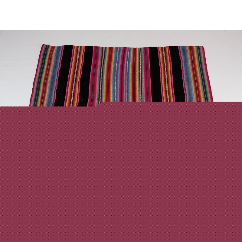 Vintage Traditional Handwoven Bolivian Aguayo Wool Striped Textile Throw 140×111