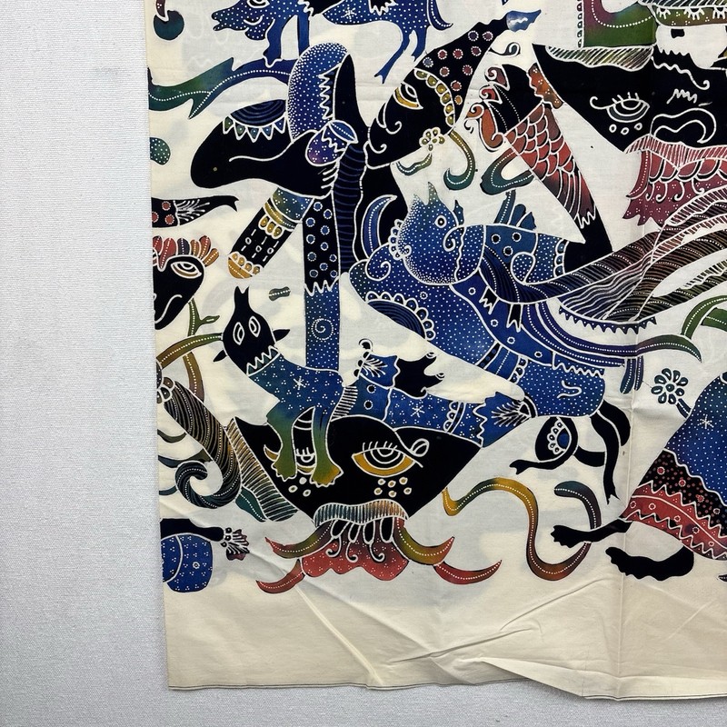 Asian, Balinese, Thai Ethnic Batik Textile Art Fabric 58x72 by MAR gallery