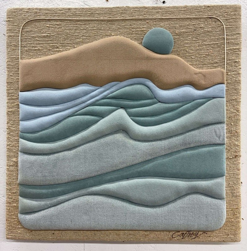 Susan Caffrey Molded Textile Art Landscape Wall Hanging Inches Artist Signed