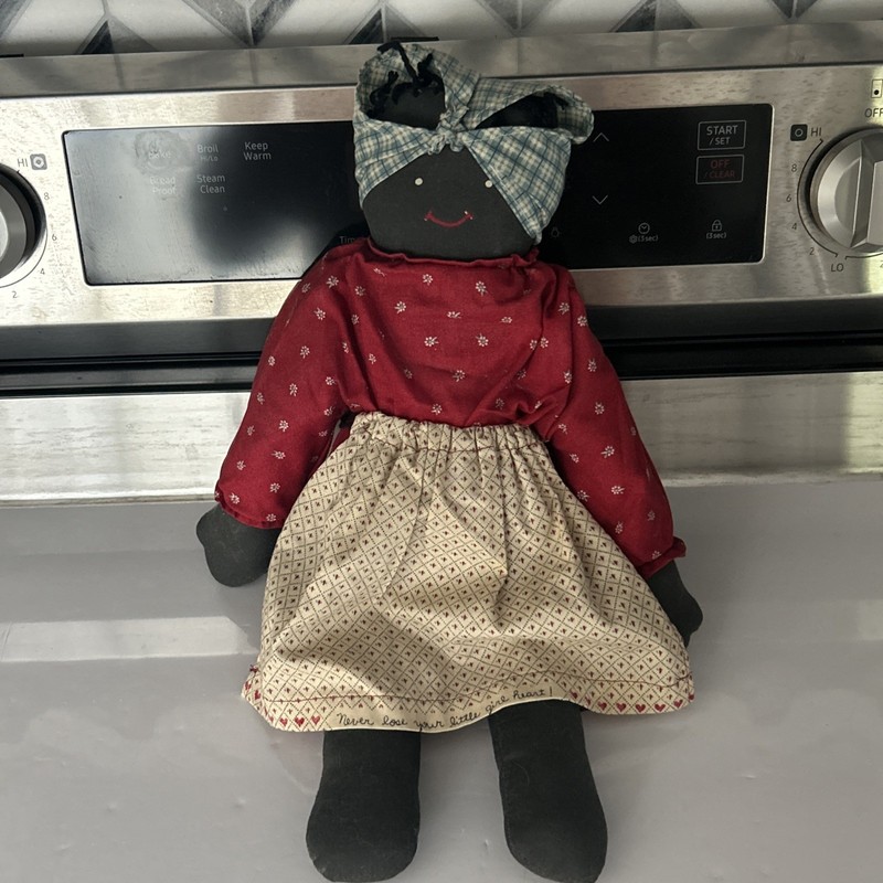Black African American Folk Art Rag Doll Vintage Handmade Rare 17 Inches