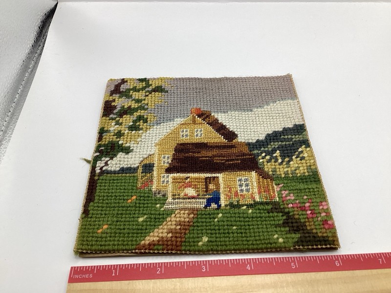 Vintage Set Of 4 Flower Garden Cottage Embroidered Hand Stitched 6” X 6” Each gallery