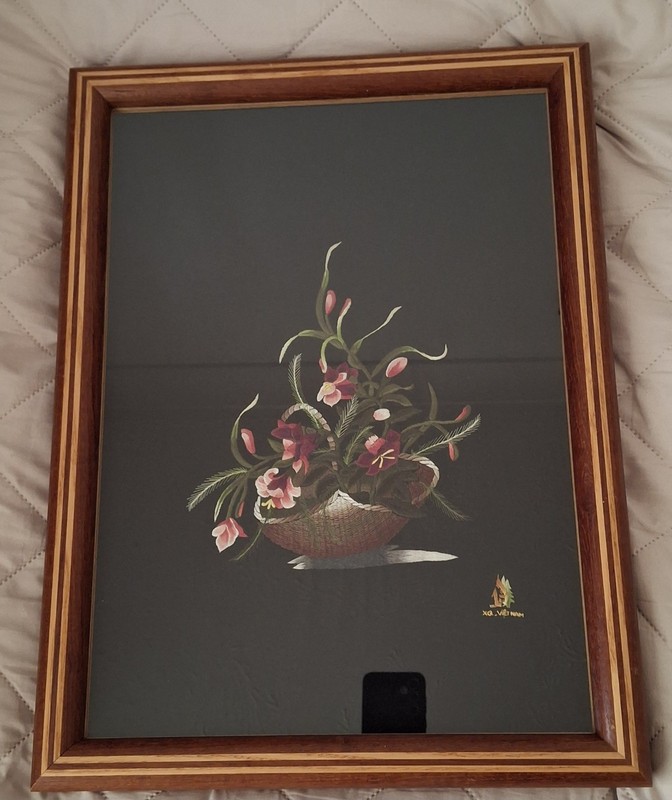 XQ Vietnam Silk Embroidery Hand Made 52 Cm 39 Cm Very Good Condition