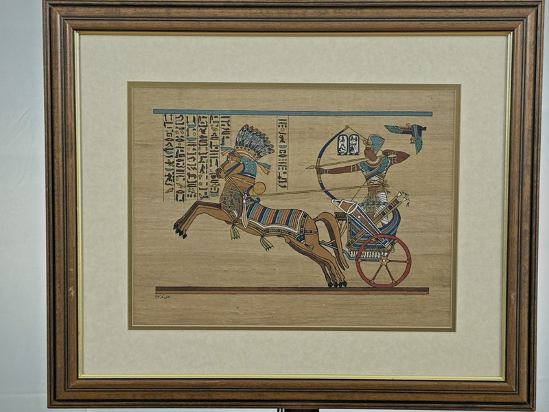 Egyptian Papyrus Art “Ramses II at the Battle of Kadesh” Framed Hand-Painted gallery