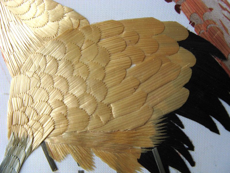 Wheat Stalk Cutting Picture Cranes Asian Scene Hand Cut On Silk gallery