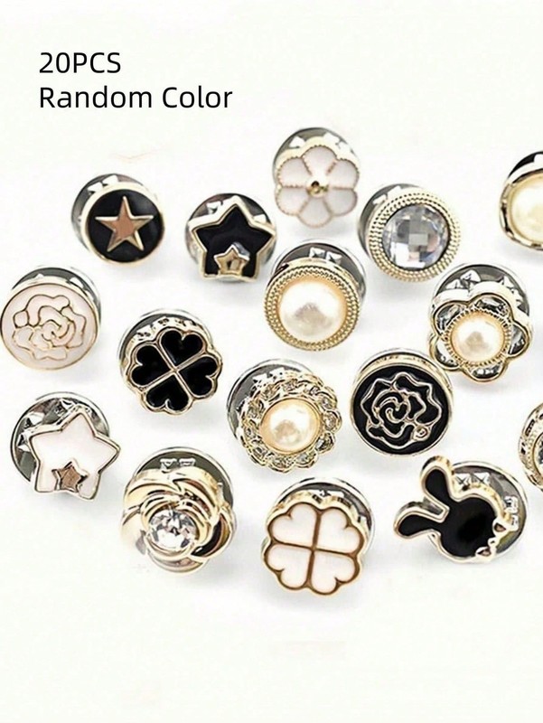 20Pcs Multicolor Enamel Brooch Buttons For Shirt Sweater Coat Dress