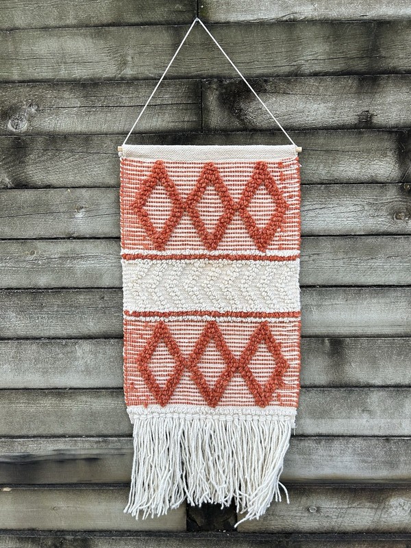 VTG BOHO Jute Woven Bohemian Tribal Wall Hanging Macramé Tapestry 58” (Hanging)