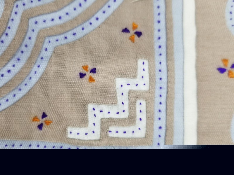 Vintage Hmong Traditional Reverse Applique Work Embroidered Textile 42x42cm gallery