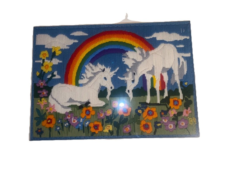 Vibrant Embroidered Unicorns 20”x 27” gallery