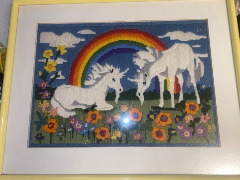 Vibrant Embroidered Unicorns 20”x 27” gallery