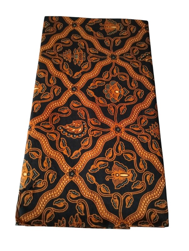 ANTIQUE VINTAGE STAMP BATIK FABRIC TEXTILE JAVANESE INDONESIA BLACK BROWN COLOR