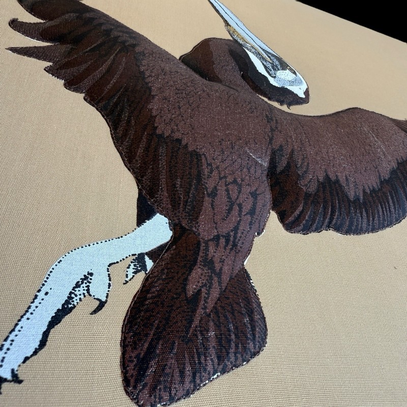 Vintage Wall Art Quilted Brown Pelican Vintage Fabric Art 70s Artwork gallery
