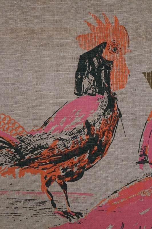 Tom Tru Robert Bushong Raymor Chanticleer Rooster Cock Linen Tapestry Art 40" gallery