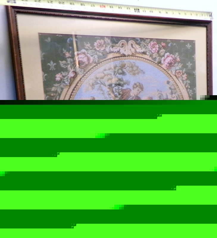 Antique Framed TAPESTRY Textile FRENCH 18th C Idyllic style Lamb gallery