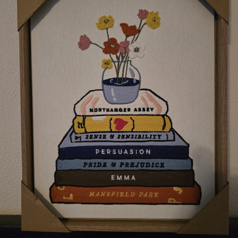 BP Home Jane Austen Books Textile Embroidery Woven Wall Art Frame