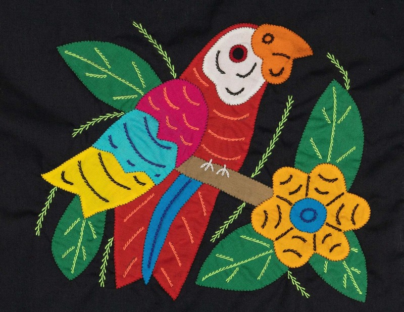 Red Yellow And Blue Parrot with Flower Molita