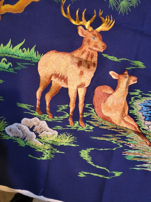 Beautiful Forest Scene Cloth Tapestry Unfinished Edge Deer Lake Outdoor See Pics gallery