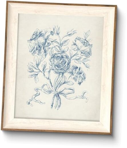ASTRDECOR Framed Vintage Wall Art for Bathroom, 12"L x 10"W Blue flower