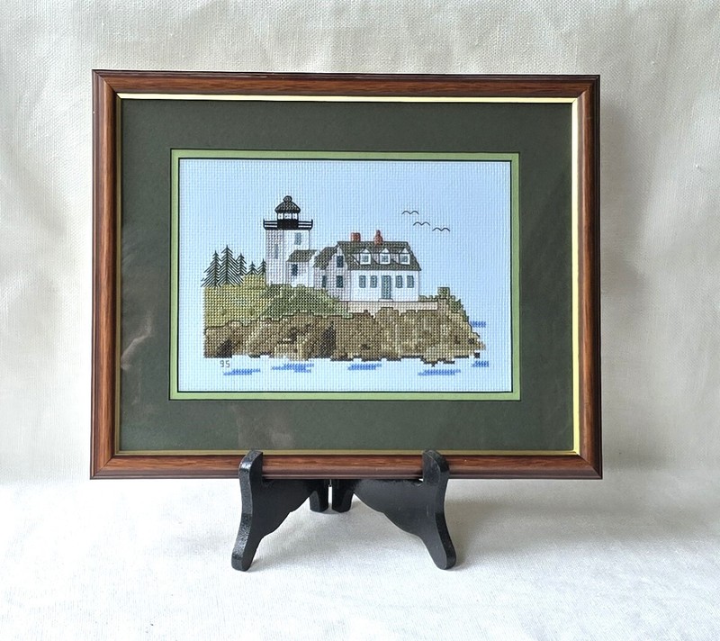 Vintage Tapestry Rockport Maine USA Rockland Breakwater Lighthouse October 1995